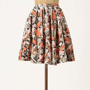 Anthropologie Painted Print Midi Circle Skirt | 0